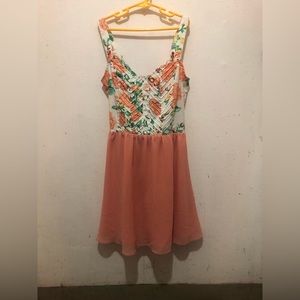 Flower coral mini dress